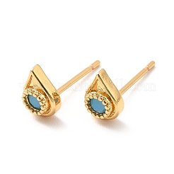 Hellhimmelblaue Tropfen-Ohrstecker mit Zirkonia&nbsp;EJEW-F281-27G