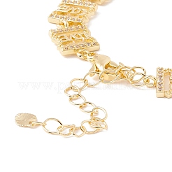 Rettangolo di zirconi chiari con bracciale con catene a maglie d'amore&nbsp;BJEW-I301-07G