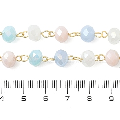 Гальванические стеклянные граненые цепочки рондель ручной работы из бисера&nbsp;AJEW-SZ0002-41B