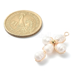 Подвески из медной проволоки с натуральным культивированным пресноводным жемчугом PALLOY-TA00043