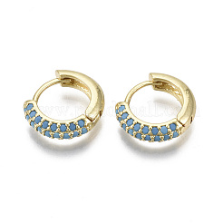 Серьги-кольца из латуни с микро-паве из фианита EJEW-R144-004D-NF