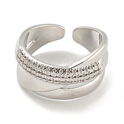 Стойка покрытие латунь микро паве кубический цирконий открытые манжеты кольца RJEW-I104-19P