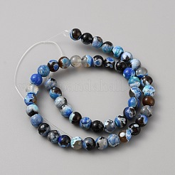 天然石瑪瑙ビーズ連売り  染め  ラウンド  ブルー  8mm  穴：1mm  約49個/連  14.96インチ（38cm）&nbsp;G-TAC0010-06