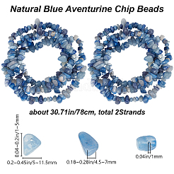 2 нити бусин из натурального синего авантюрина G-BBC0001-42