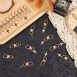 21 шт. 3-цветный крест из сплава с эмалью&nbsp;HJEW-CP00002