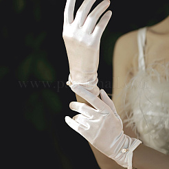 Перчатки невесты из атласной ткани AJEW-WH20816-030G