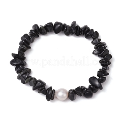 Braccialetti elastici in ossidiana naturale per donna&nbsp;BJEW-JB11343-07