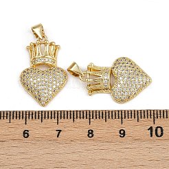 真鍮製マイクロパヴェキュービックジルコニアペンダント  ハート  16KGP本金メッキ  23x15x4mm  穴：3.5x4.5mm&nbsp;ZIRC-I367-07G-04