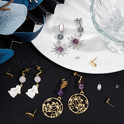 60 шт. 6 шт. фурнитура для сережек-гвоздиков из нержавеющей стали 201 EJEW-BBC0001-03