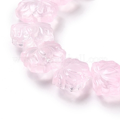 透明ガラスビーズ連売り  蓮  パールピンク  10x14x7mm  穴：0.8mm  約38個/連  14.17インチ（36cm）&nbsp;GLAA-F114-01C