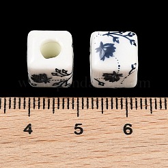 Perles de porcelaine à motifs floraux&nbsp;PORC-Q161-6