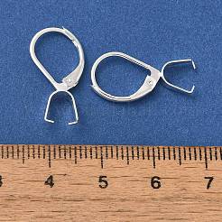 イオンプレーティング(IP) 304 ステンレススチール レバーバック イヤリング金具  アイスピックピンチベイル付き  銀  21x10x3mm&nbsp;STAS-U025-01S-01