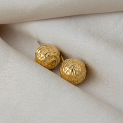 Boucles d'oreilles à clous sphériques en acier inoxydable texturé pour femmes&nbsp;PY7904
