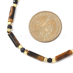 Ожерелья из бусин натурального тигрового глаза и граненого круглого синтетического синего авантюрина NJEW-JN05663