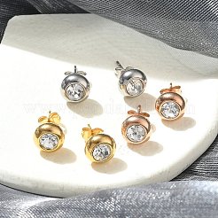 Ионное покрытие (ip) плоские круглые серьги-гвоздики из нержавеющей стали 304 EJEW-C099-16C