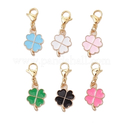 Подвесные украшения из эмали из сплава клевера&nbsp;HJEW-JM03117