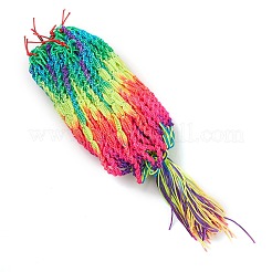 Изготовление регулируемого браслета из полиэстера цвета радуги для женщин&nbsp;BJEW-F454-05