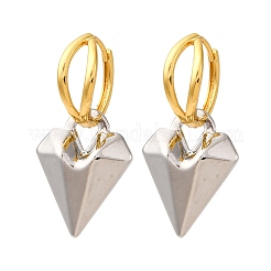 Двухцветные латунные серьги-кольца в форме сердца EJEW-D322-12GP-02A