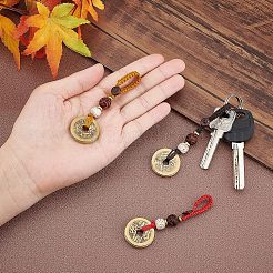 3 шт. 3 стиля латунные счастливые монеты пять императорских денег фэн-шуй монеты кулон&nbsp;AJEW-FH0002-29