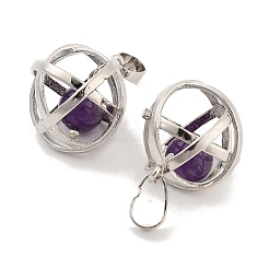 Подвески с круглыми шариками из натурального аметиста&nbsp;G-Q163-05P-01