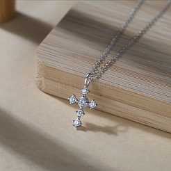 925 Anhänger aus Sterlingsilber mit Mikropavé-Fassung und 5A klaren Zirkonia&nbsp;SE-CBA9BBC-05P