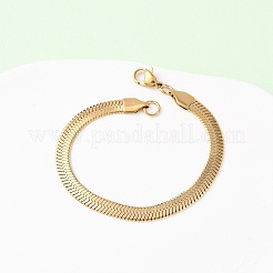 Браслеты из плоской змейки из нержавеющей стали 304 BJEW-C134-01B-G