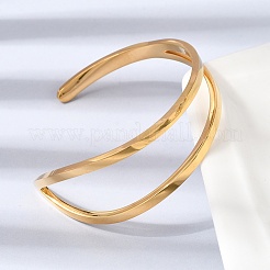 Браслеты-манжеты из нержавеющей стали 304 для женщин&nbsp;BJEW-D408-29G