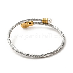 Bracciale rigido con cordino intrecciato in acciaio inossidabile 304&nbsp;BJEW-P283-18M