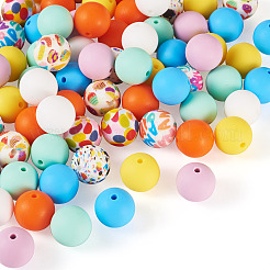 76шт круглые силиконовые фокусные бусины&nbsp;SIL-TA0001-94