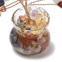 Decorazioni albero della vita in graniglia di pietra mista naturale&nbsp;DJEW-Z007-02Q