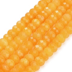 ファセットカットされた染色済みの天然白翡翠ビーズの連  ロンデル  ゴールド  8x5.5~6mm  穴：1mm  約64~66個/連  14.76~15.16''（37.5~38.5センチメートル）&nbsp;GG-CBAE966-01A-C