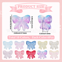 60 шт. 10-цветные прозрачные стеклянные бусины-спрей&nbsp;GLAA-SC0002-66