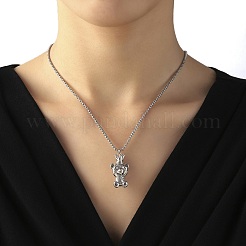 Не тускнеющие ожерелья с подвесками в виде медведей из нержавеющей стали 304 NJEW-K259-03P