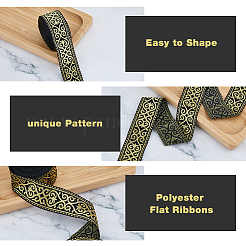 Жаккардовые ленты из полиэстера и цветов в этническом стиле длиной 7 м.&nbsp;SRIB-WH0011-186A