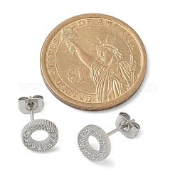 Серьги-гвоздики из нержавеющей стали 304 с микропаве из прозрачных кубических цирконий STAS-Z107-01P-02