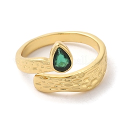 Кольцо-солитер с микропаве из латуни и кубическими цирконами RJEW-K259-01C-G