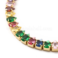 Bracelets réglables en laiton avec zircone cubique et chaîne de boîte&nbsp;BJEW-A132-24