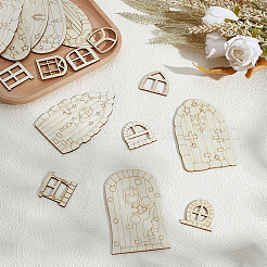 128 шт. необработанных деревянных дверей и окон для кукольного домика&nbsp;WOOD-GO0001-22