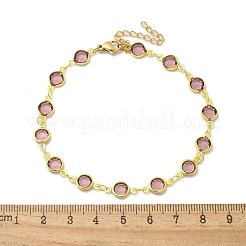304 Edelstahl flache runde Acryl Strass Cup Kette Fußkettchen für Frauen&nbsp;LS-AJEW-B031-02G-01