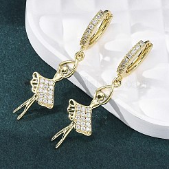 Латунные серьги-кольца из прозрачного кубического циркония EJEW-F362-15G