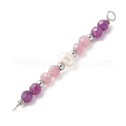 Подвески-шармы с гранеными круглыми натуральными рубинами PALLOY-JF03532-09