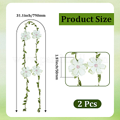 Bracelets manchettes en polyester fleuri avec fil de fer pour femmes&nbsp;AJEW-GF0014-08B