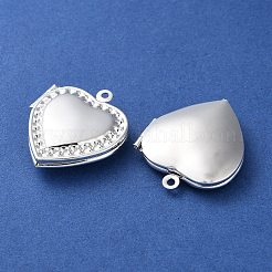 ラックメッキ真鍮製ロケットペンダント  長持ちメッキ  鉛フリー＆カドミウムフリー  ハート  銀  24x21x6mm  穴：1.5mm  内径：13x14mm&nbsp;KK-F090-02S