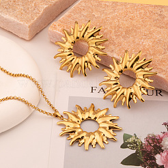 Винтажные серьги-гвоздики и ожерелья с подвесками в виде подсолнухов из нержавеющей стали 304 для женщин KZ0138-1