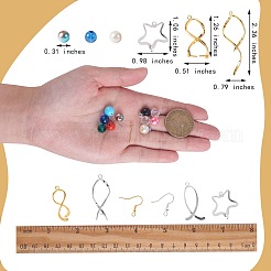 DIY ビーズ ダングル イヤリング作成キット  真鍮のピンチベイルを含む  アイアン製ピアスフック  丸いガラス & abs プラスチック パール & ジェムストーン ビーズ  ミックスカラー  138個/箱&nbsp;DIY-SZ0009-04