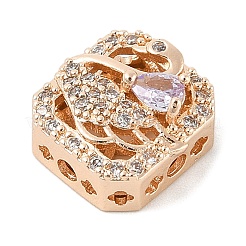 Латунные микро проложить кубического циркония бусы KK-K297-31G-01