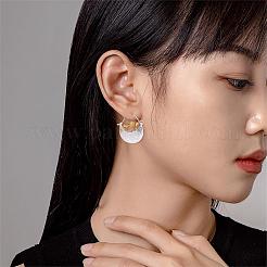 Двухцветные серьги-кольца из сплава с цветочной корзиной&nbsp;JE1086A