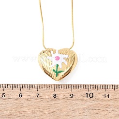 Женские ожерелья с подвеской в виде сердца и цветка из нержавеющей стали 304&nbsp;NJEW-D347-01G-02