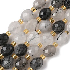 Нити бусин из натурального черного рутилированного кварца/турмалинового кварца G-F809-A11-01