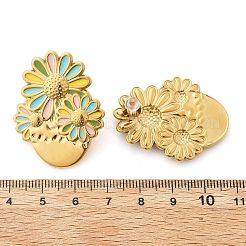 Серьги-гвоздики из нержавеющей стали 304 в форме цветка EJEW-V016-10G-01